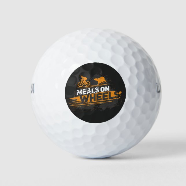  Funny Biking Meals on Wheels Cycling Gag Golf Balls (Front)