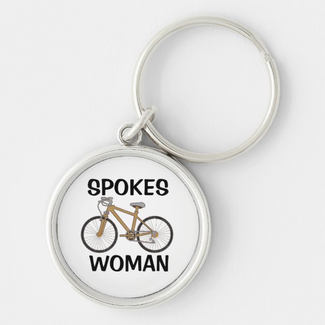 Funny Biking Mom Spokes Woman Keychain (Front)