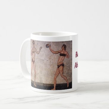 Funny Bikini Beach Volleyball Old Roman Mosaic Coffee Mug Funny Bikini Beach Volleyball Old Roman Mosaic Coffee Mug