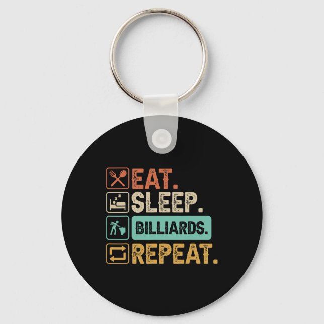 Funny Billiard Game 9-ball Player Dad Cue Stick Lo Keychain (Front)