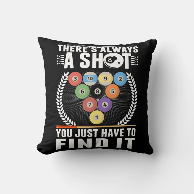 Funny Billiard Joke Cue Snooker Pool Player Throw Pillow (Front)