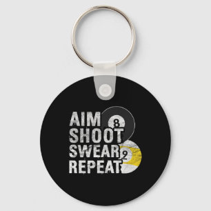 Funny Billiards Aim Shoot Swear Keychain