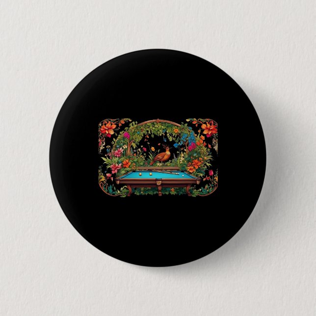 Funny Billiards Art Billiards Playing Pool Players Button (Front)