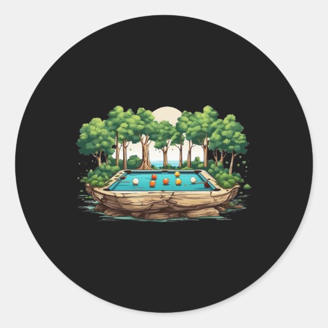 Funny Billiards Art Billiards Playing Pool Players Classic Round Sticker (Front)