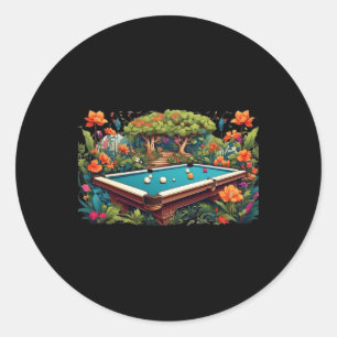 Funny Billiards Art Billiards Playing Pool Players Classic Round Sticker