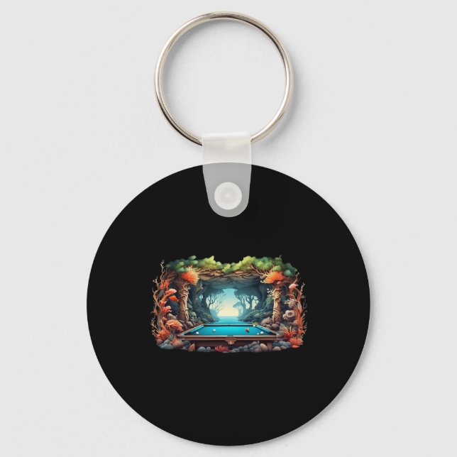 Funny Billiards Art Billiards Playing Pool Players Keychain (Front)