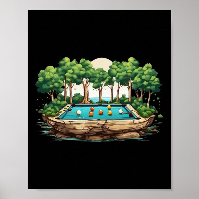Funny Billiards Art Billiards Playing Pool Players Poster (Front)