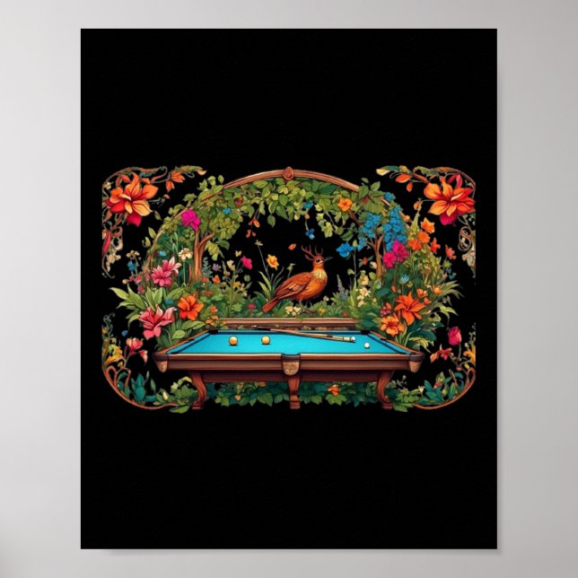 Funny Billiards Art Billiards Playing Pool Players Poster (Front)