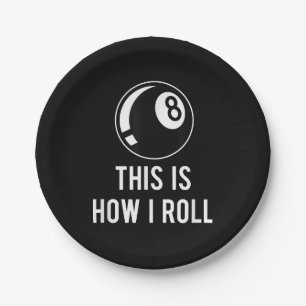 Funny Billiards Design For Pool Players Retro 8 Ba Paper Plates