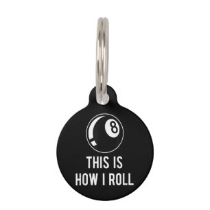 Funny Billiards Design For Pool Players Retro 8 Ba Pet ID Tag