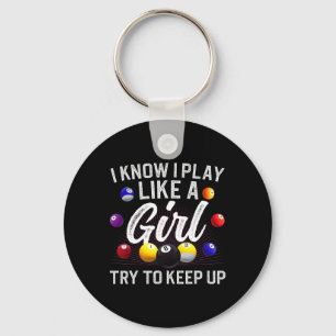 Funny Billiards Design For Women Girls Pool Billia Keychain
