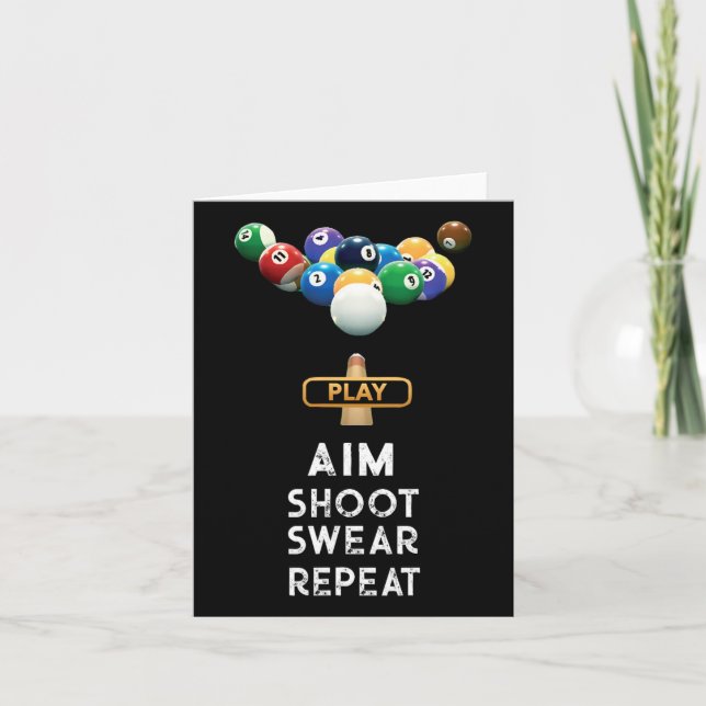 Funny Billiards Gift T Shirt For Pool Player  Card (Front)