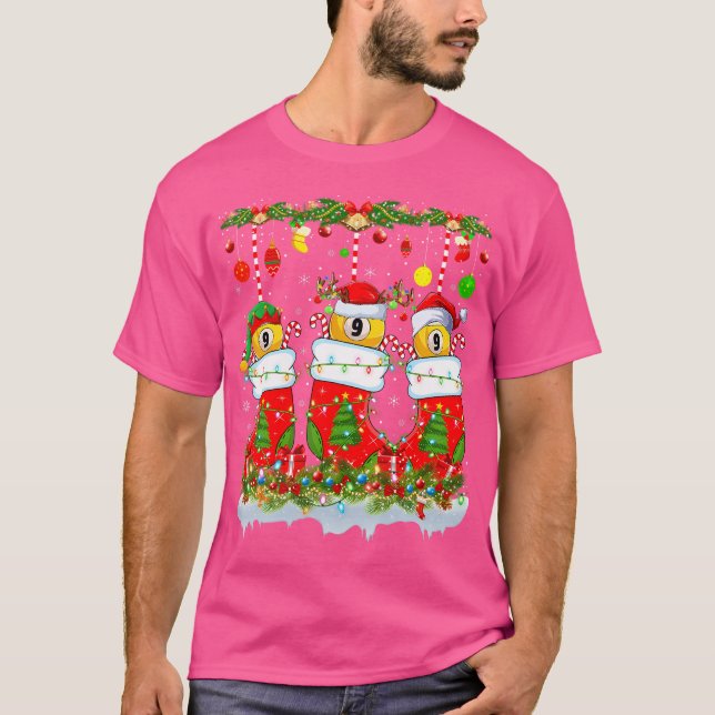 Funny Billiards In Xmas Socks Lights Billiards Chr T-Shirt (Front)