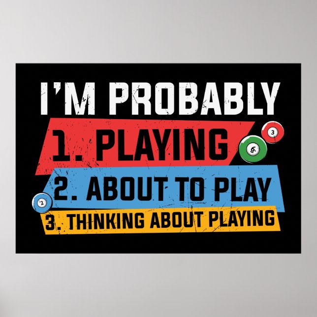 funny Billiards lovers word art Poster (Front)