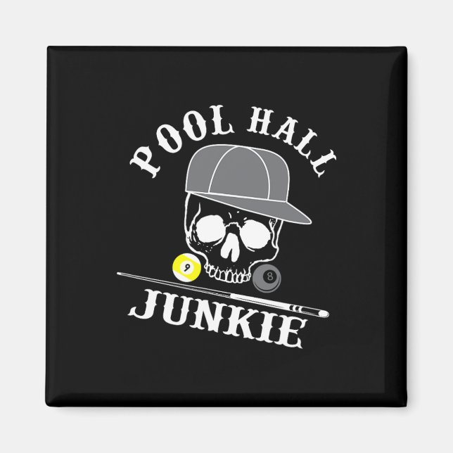 Funny Billiards Pool Hall Junkie For Pool Players  Magnet (Front)