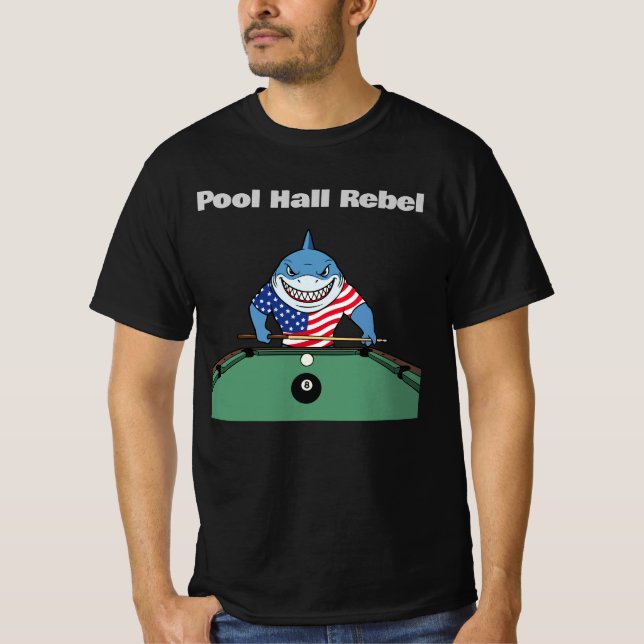 Funny Billiards Pool Hall Rebel T-Shirt (Front)