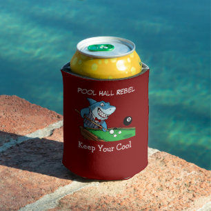 Funny Billiards Pool Hall Shark Can Coolers