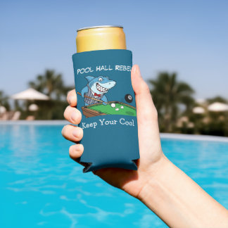 Funny Billiards Pool Hall Shark Theme Can Coolers