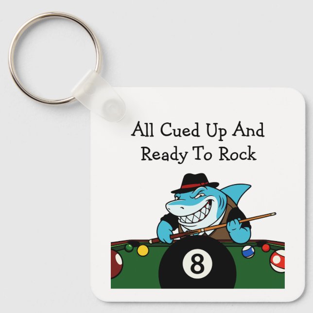 Funny Billiards Pool Hall Theme Keychain (Front)