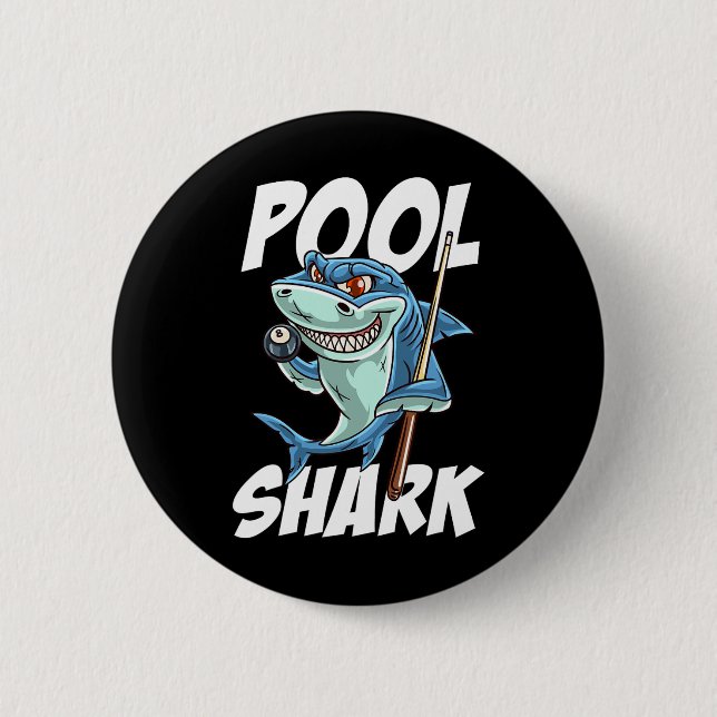 Funny Billiards Pool Shark Snooker Hall Joke Billi Button (Front)