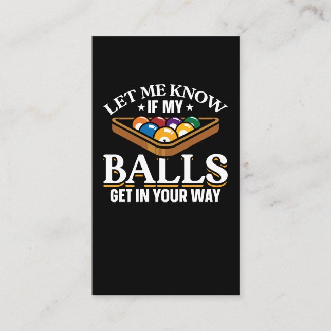 Funny Billiards Quotes Pool Players Business Card (Front)