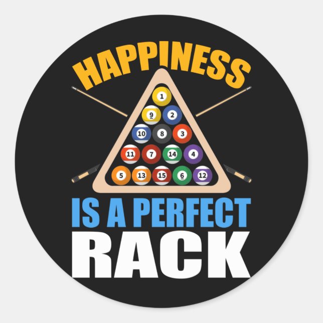 Funny Billiards Rack  Humor Pool Classic Round Sticker (Front)