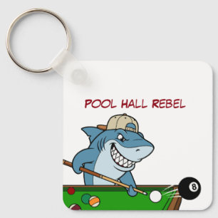 Funny Billiards Shark Pool Hall Rebel Keychains