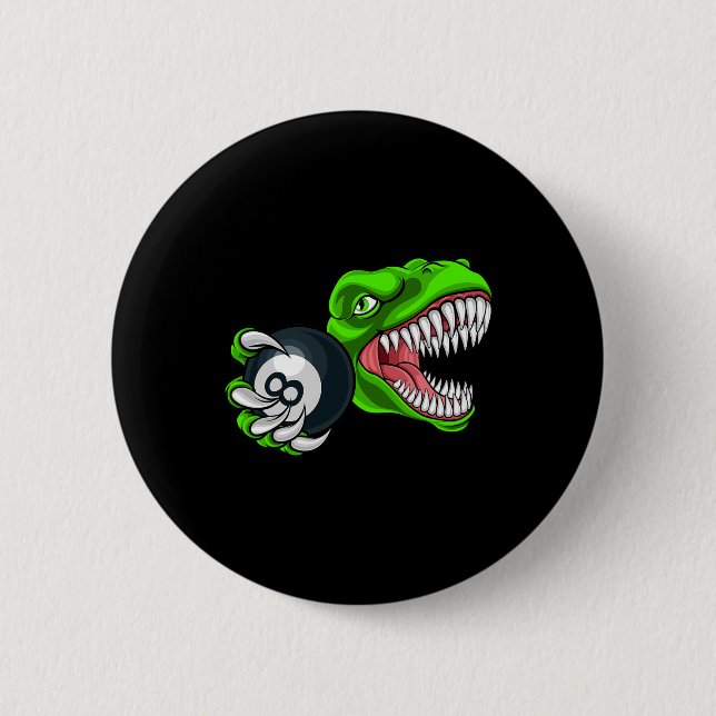 Funny Billiards T-rex Art Billiards Playing Pool P Button (Front)