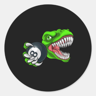 Funny Billiards T-rex Art Billiards Playing Pool P Classic Round Sticker