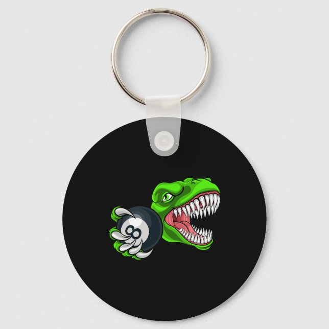 Funny Billiards T-rex Art Billiards Playing Pool P Keychain (Front)