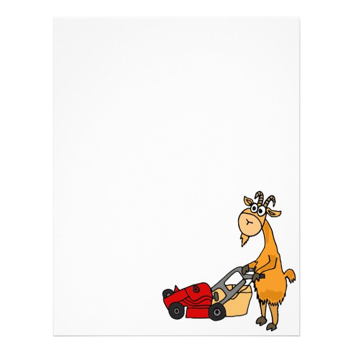 Funny Billy Goat Pushing Lawn Mower Cartoon Letterhead Template