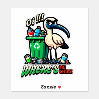 Funny Bin Chicken Looking For Chips ( Bruce)  Sticker by Stickies at Zazzle