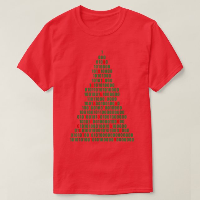 Funny Binary Christmas Tree Computer Programmers a T-Shirt (Design Front)