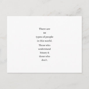 Funny Binary Math Computing Joke Gift Postcard