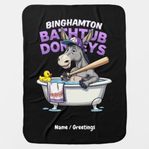 Funny Binghamton Baseball Bathtub Donkey Vintage Baby Blanket