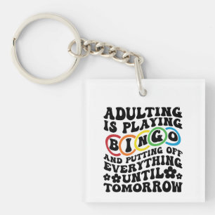 Funny Bingo adulting word art Keychain