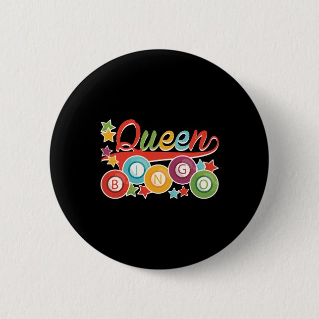 Funny Bingo Girl Bingo Balls Queen Button (Front)