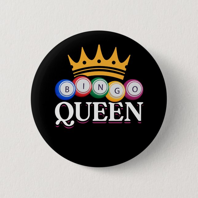 Funny Bingo Girl Bingo Balls Queen Women Button (Front)