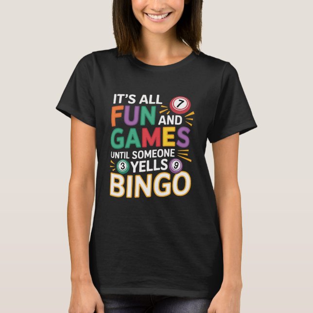 Funny Bingo Lover Design – Bingo Player Gift T-Shirt (Front)