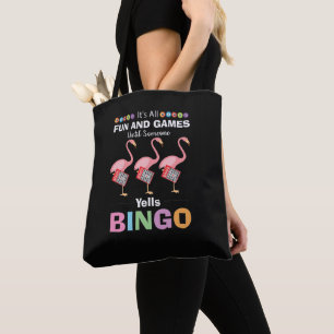 funny Bingo pink flamingo word art Tote Bag