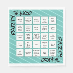 Funny Bingo Teal Modern Party Napkins