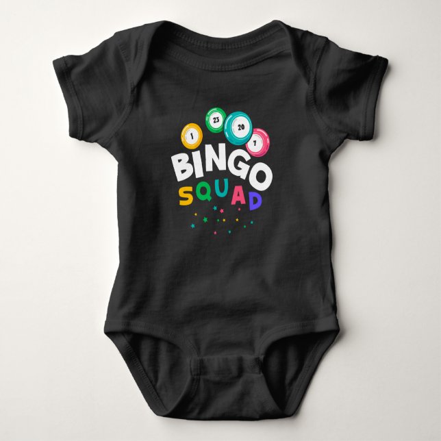 Funny Bingo Team Gambling Humor Baby Bodysuit (Front)