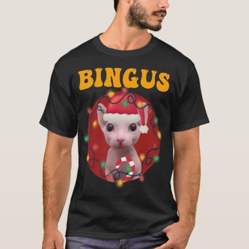 Funny Bingus Christmas _ Cat Christmas Lights _ Bi T_Shirt