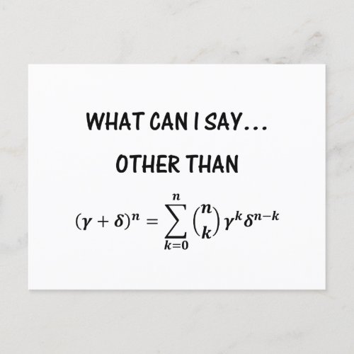 Funny Binomial Theorem STEM Math Science Humor Postcard