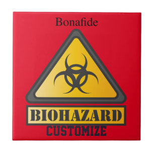 Funny Biohazard Warning Sign Thunder_Cove Ceramic Tile