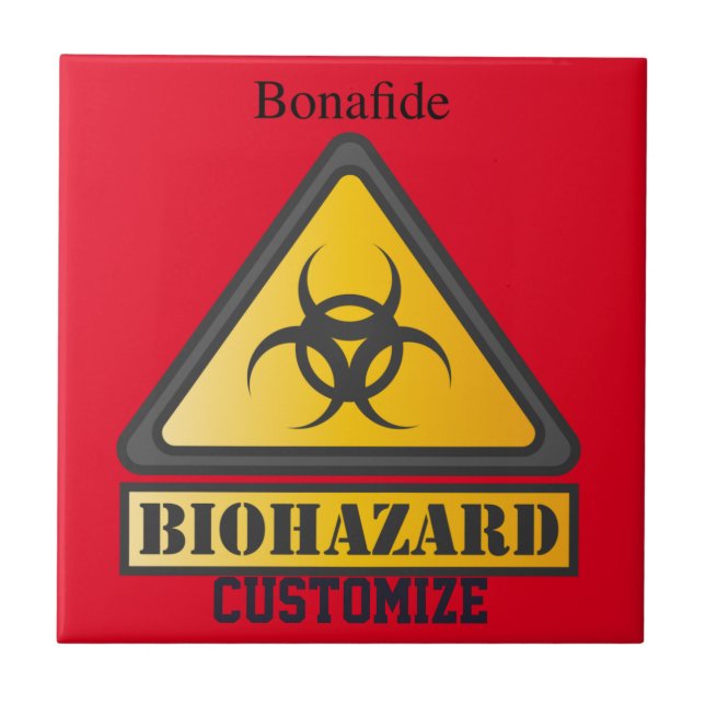 Funny Biohazard Warning  Sign Thunder_Cove Ceramic Tile (Front)