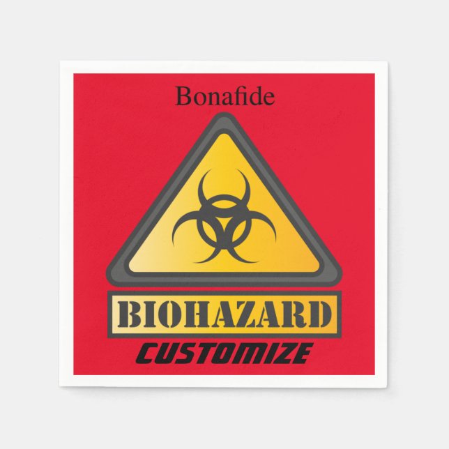 Funny Biohazard Warning Sign Thunder_Cove Napkins (Front)