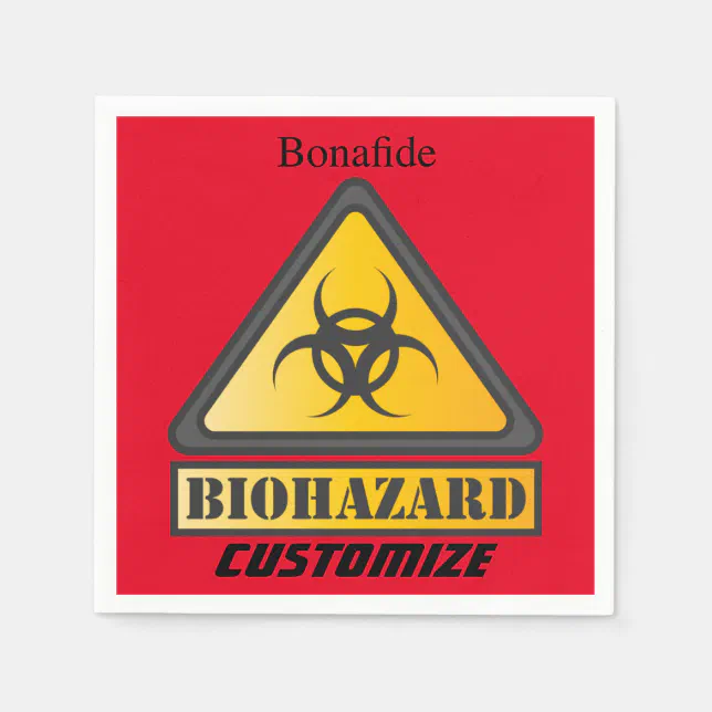 Funny Biohazard Warning Sign Thunder_Cove Napkins | Zazzle