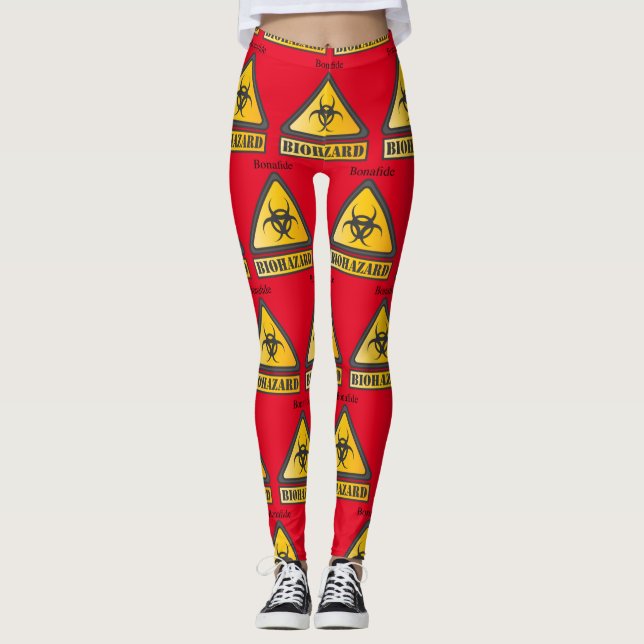 Funny Biohazard Warning SignThunder_Cove Leggings (Front)