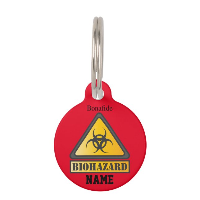 Funny Biohazard Warning SignThunder_Cove Pet ID Tag (Front)